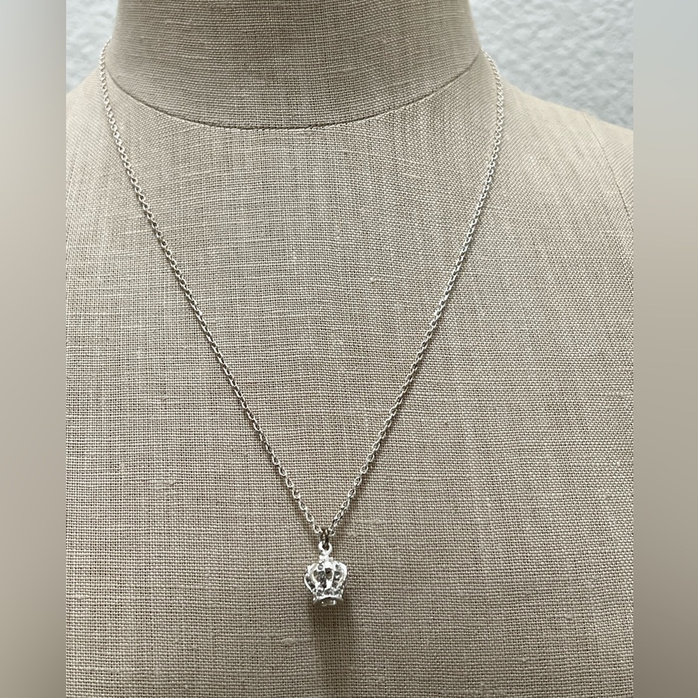 Juicy Couture Silver-tone Crown Charm Necklace